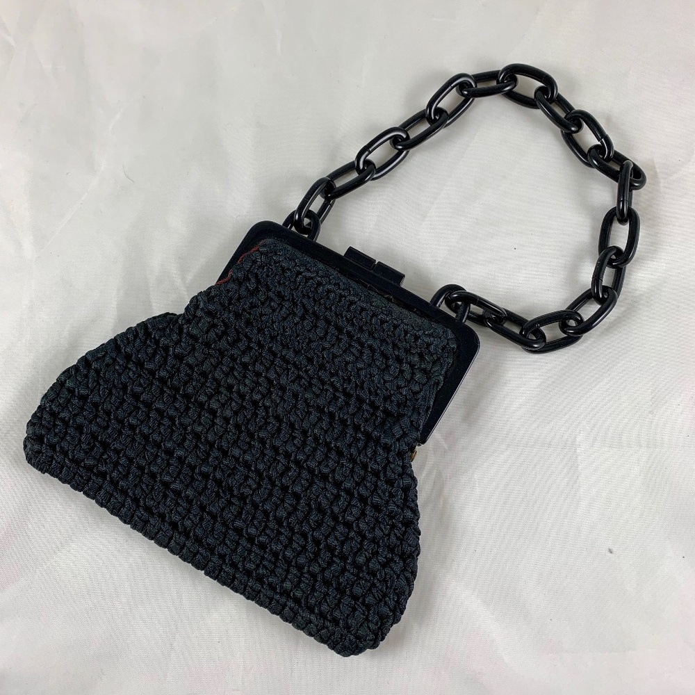 Carrie Forbes Hand-Crochet Vintage Black Evening Bag, Premier Collection LA 1989